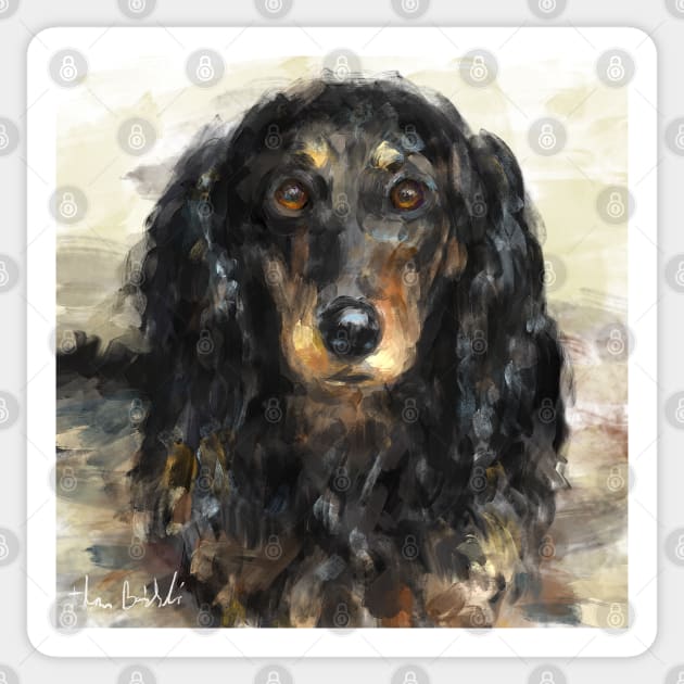 A Beautiful Artistic Painting of a Dachshund Sticker by ibadishi